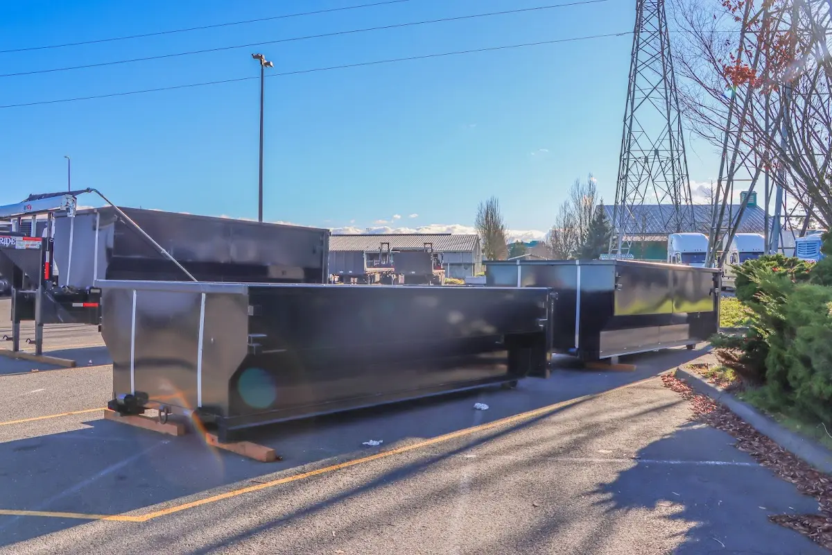 Roll-off dumpster ready for waste disposal at job site for 4 Yard Dumpster Rental in Fairfield